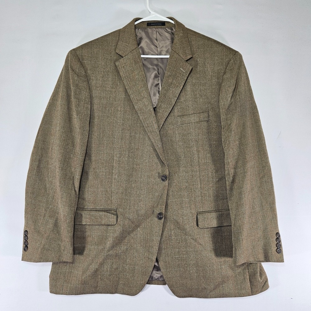 CHAPS Men's Sport Coat Blazer Two Button Herringbone Plaid Poly Blend 48R